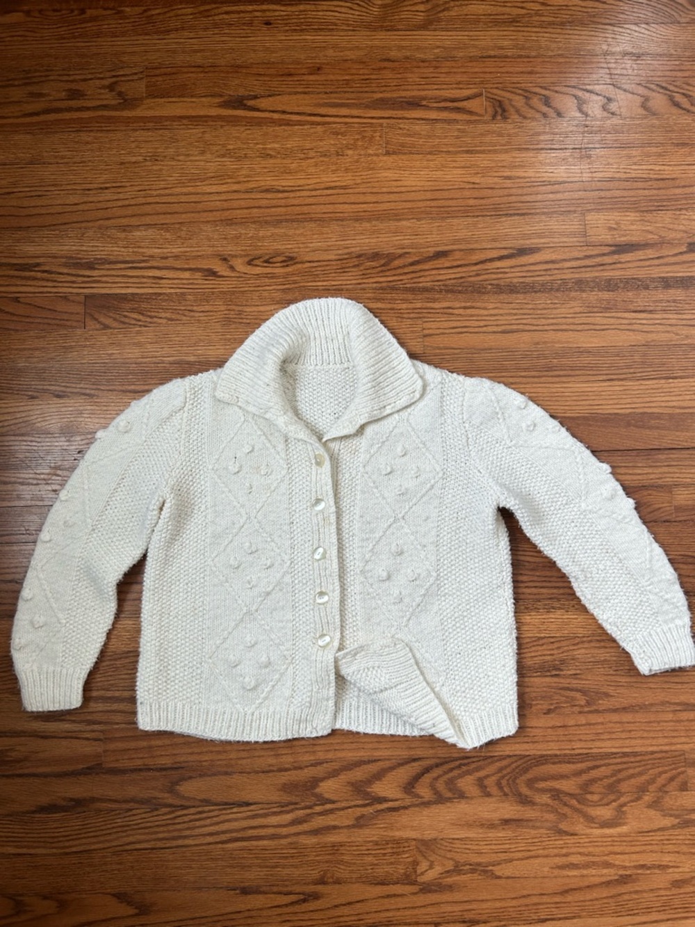 Cream Chunky Knit Button-Front Sweater Cardigan